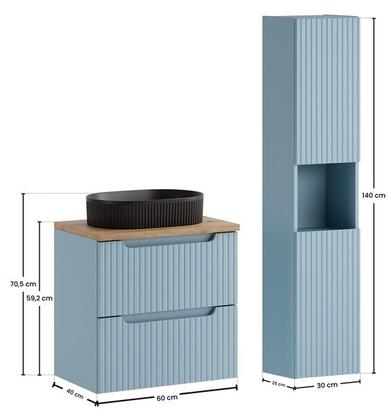 Comad Koupelnová sestava Nova Denim Beyond s deskou a umyvadlem 60 cm modrá/dub coast evoke