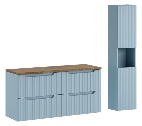 Comad Koupelnová sestava Nova Denim s deskou a skříňkami 120 cm modrá/dub casella