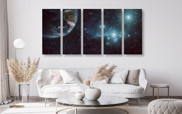 5-dílný obraz planeta ve vesmíru