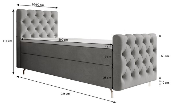 Jednolůžková postel 90 cm Clinton Bonell (hnědá) (s roštem, s úl. prostorem)