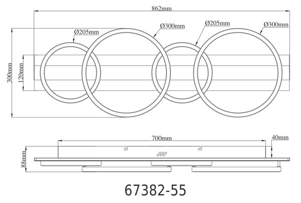 STROPNÍ LED SVÍTIDLO, 86,2/30/8,8 cm Globo - Online Only svítidla, Online Only