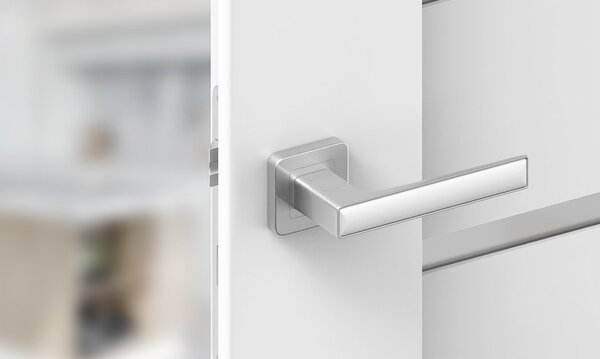 Klika Deco - kartáčovaný nikl - dekor bílá (komplet 2ks)