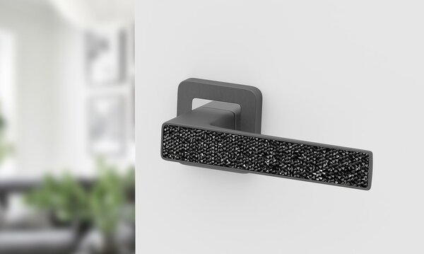Klika Deco Glamour - grafit/chrom - dekor černé krystalky (komplet 2ks)