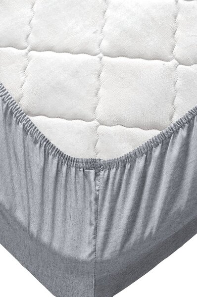 Bavlněné povlečení na jednolůžko/prodloužené s prostěradlem v petrolejové barvě/šedé 160x220 cm – Mila Home