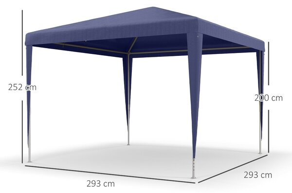 Skládací zahradní altán Outsunny 3x3m s 4 odvodňovacími otvory a ocelovým rámem s UV ochranou pro terasu, patio a kempování | Aosom