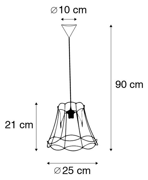 Retro závěsné svítidlo černé 25 cm - Granny Frame