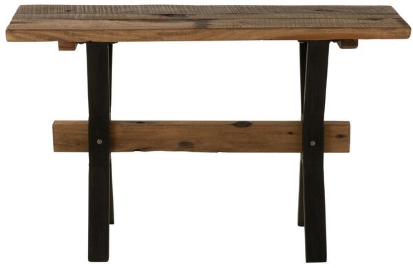 Hnědý dřevěný toaletní stolek J-line Talia 120 x 35 cm