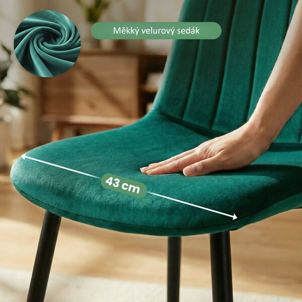 Ak furniture Čalouněná jídelní židle Lumo lahvově zelená