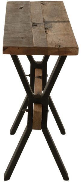 Hnědý dřevěný toaletní stolek J-line Talia 120 x 35 cm