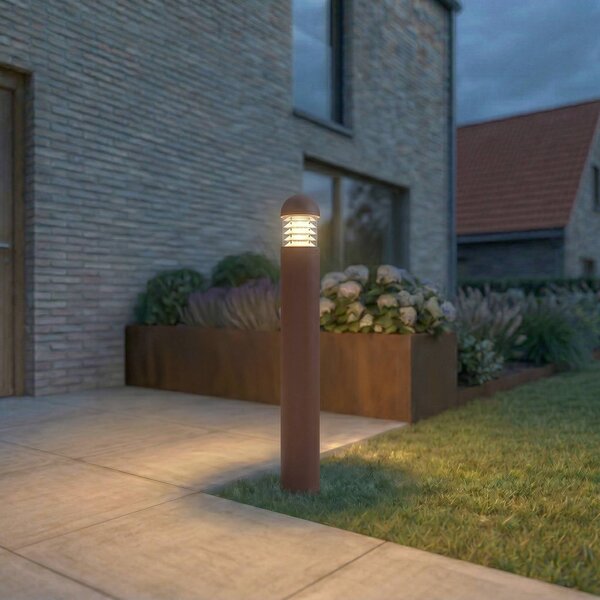 Lucande LED osvětlení cesty Skagena, hnědé, výška 90 cm, IP54, Hnědá / rez, Hliník, Moderní