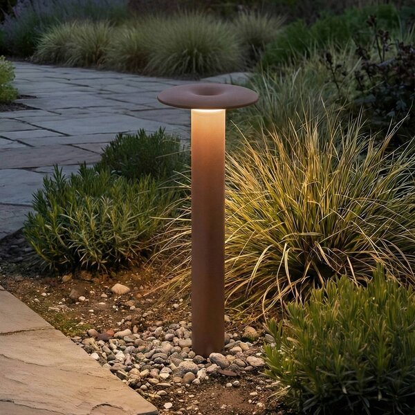 Lucande LED osvětlení cesty Haloa, hnědé/rezavé, výška 50 cm, IP54, Hnědá / rez, Hliník, Moderní