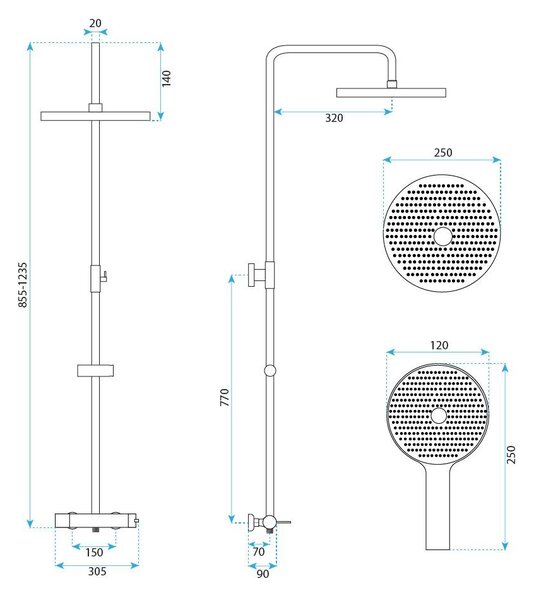 Rea, Sprchový set Rea Grace Brush Copper, REA-P4403