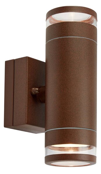 Markslöjd LED venkovní nástěnné svítidlo Luno, hnědé, 2 svítidla, IP65, stmívatelné., stmívatelný, Hnědá / rez, Hliník, Skandinávský