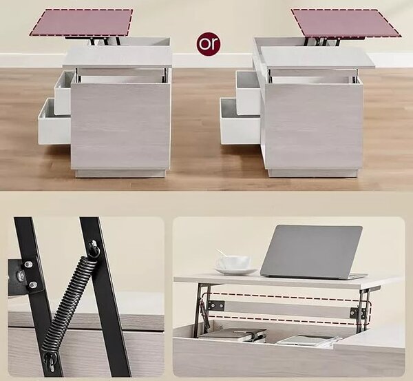 SONGMICS Konferenční stolek Vasagle Uma s výsuvnou deskou 100 cm béžový
