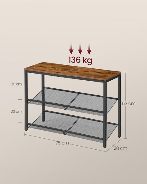 SONGMICS Botník Vasagle Melas 53 cm černý/hnědý