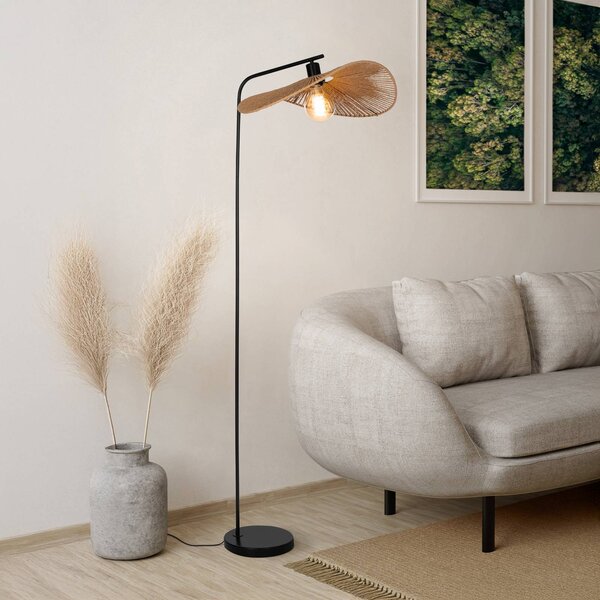 EGLO Stojací lampa Siruela, hnědá, výška 160 cm, papírové lanko, E27, Hnědá / rez, Obývací pokoj / jídelna, Papír / lunolit / lunopal, stojací lampa