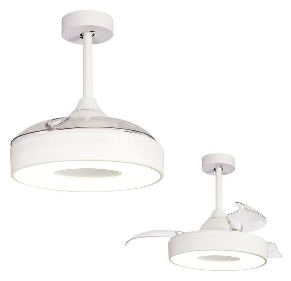 Mantra 8219 Coin Mini, rozvinovací ventilátor se svítidlem a dálk. ovladačem, LED 45W 2700-5000K, bílá, průměr 43/90cm