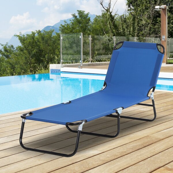 Skládací polohovací sluneční lehátko Outsunny s 5 nastavitelnými polohami pro zahradu, venkovní bazén, terasu, kempování, nosnost 120 kg, 188x56x28 cm