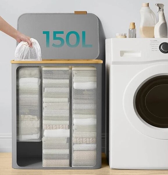 SONGMICS Koš na prádlo Leslie 150 L šedý