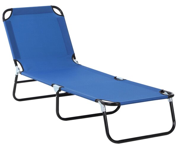Skládací polohovací sluneční lehátko Outsunny s 5 nastavitelnými polohami pro zahradu, venkovní bazén, terasu, kempování, nosnost 120 kg, 188x56x28 cm
