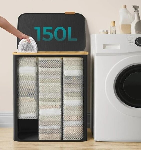 SONGMICS Koš na prádlo Leslie 150 L černý