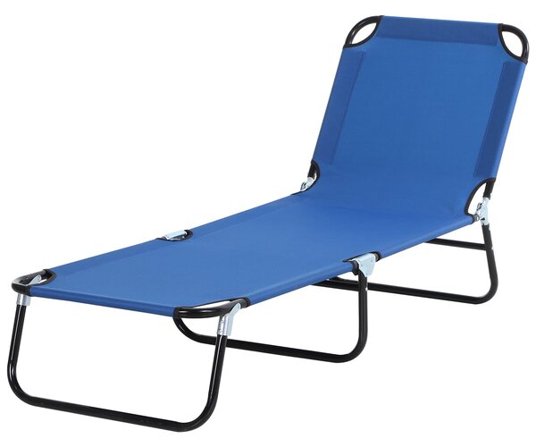 Skládací polohovací sluneční lehátko Outsunny s 5 nastavitelnými polohami pro zahradu, venkovní bazén, terasu, kempování, nosnost 120 kg, 188x56x28 cm