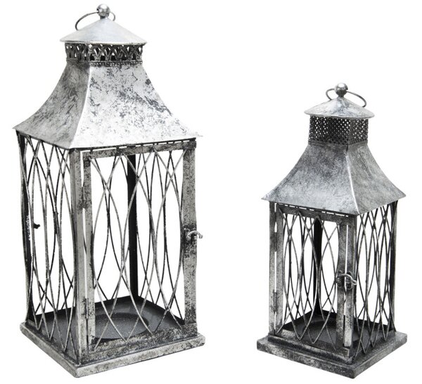 Lucerny kovové šedé sada 2 ks 50 a 40 cm 23LC04185