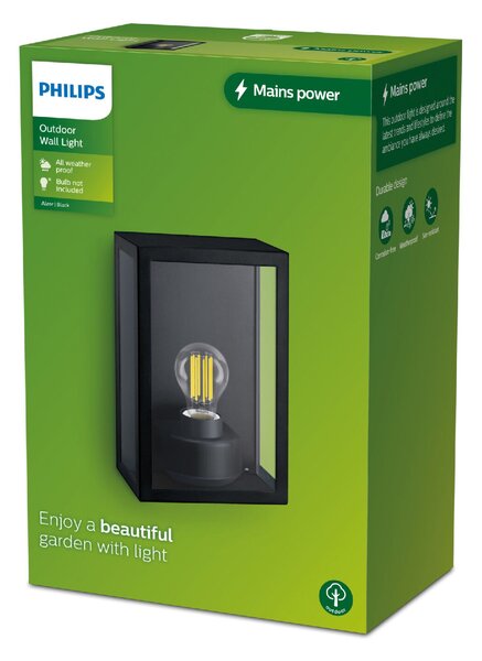 Alzor venkovní nástěnné svítidlo E27 max. 25W bez zdroje hranaté IP44, černé