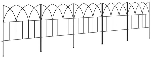 Outsunny Zahradní Ploty 205x45,5 cm Sada 5 Dekorativních Kovových Plotů pro Zahradu, Bezpečná Kombinace Zvířecí Bariéra pro Terasu, Patio a Trávník |