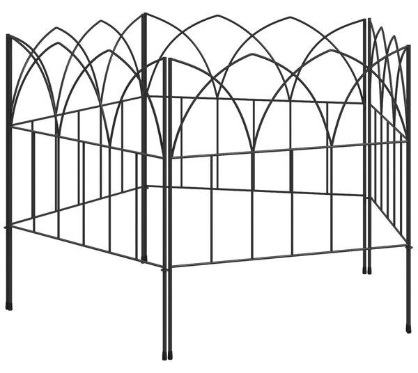 Outsunny Zahradní Ploty 205x45,5 cm Sada 5 Dekorativních Kovových Plotů pro Zahradu, Bezpečná Kombinace Zvířecí Bariéra pro Terasu, Patio a Trávník |