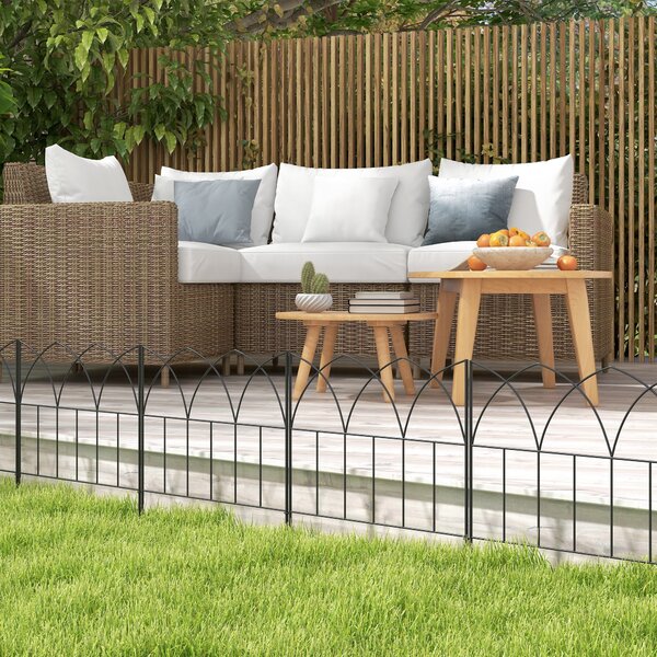 Outsunny Zahradní Ploty 205x45,5 cm Sada 5 Dekorativních Kovových Plotů pro Zahradu, Bezpečná Kombinace Zvířecí Bariéra pro Terasu, Patio a Trávník |