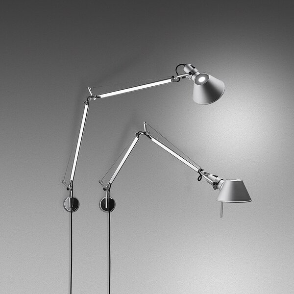 Artemide 20TOL Tolomeo Parette, hliníková nástěnná lampa se stmívačem, 8W LED 3000K, 81+67cm