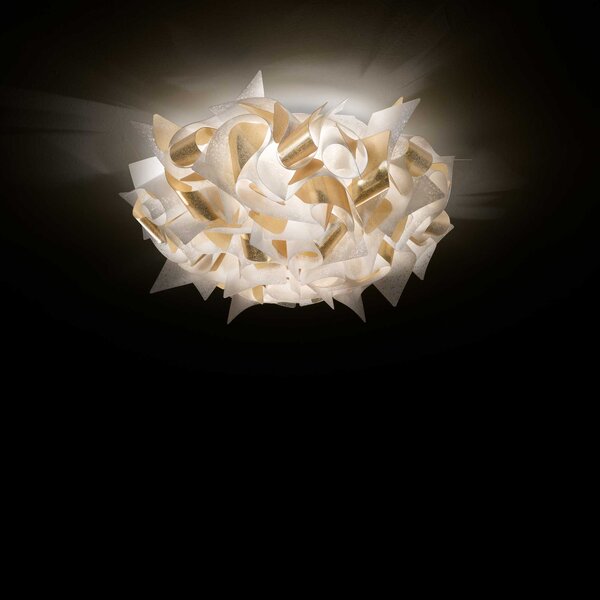 SLAMP VELCM00WHG00000000EU Veli Aurea Medium, bílo-zlaté stropní svítidlo, 2x12W E27, prům. 53cm