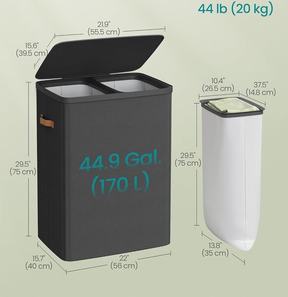 SONGMICS Koš na prádlo Vilém 170 L černý