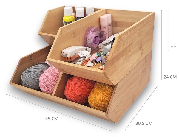 5Five® Sada 3 bambusových organizérů CAJA, Double+single+mini