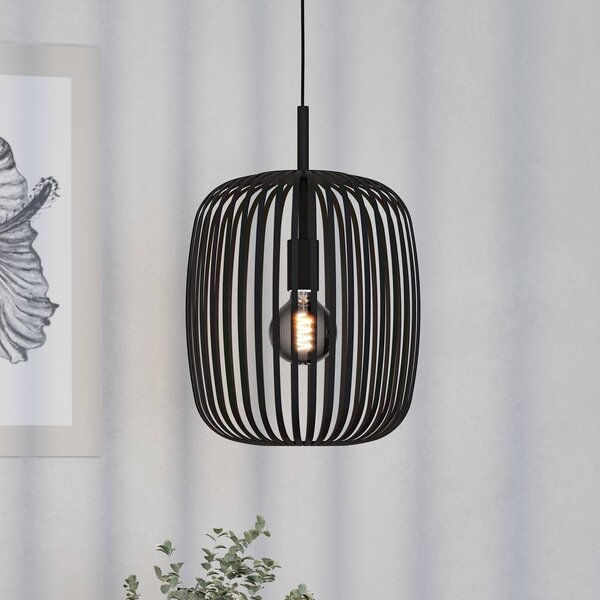 EGLO Závěsné světlo Romazzina, černé, Ø 33 cm, kov, E27, stmívatelný, Černá, Obývací pokoj / jídelna, kov, Moderní