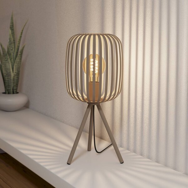 EGLO Stolní lampa Romazzina, béžová, výška 44 cm, kov, E27, Krémová / jantar, Obývací pokoj / jídelna, kov, Moderní, Lampa trojnožka