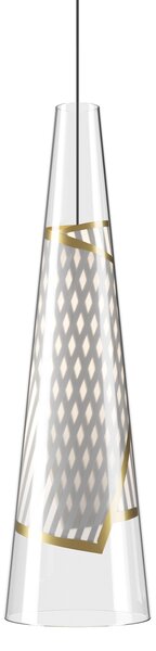 Lodes 21010 5027 Cono di Luce small, designové závěsné svítidlo sklo/zlatá 10W LED 2700K, výška 45cm