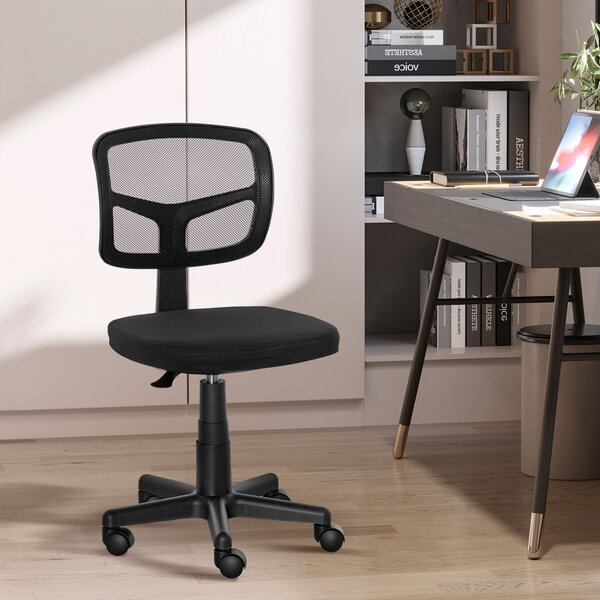 Vinsetto Ergonomická síťová kancelářská židle 360° otočná s nastavovací výškou, prodyšným bederním opěradlem a bezpodmínečnými kolečky 43x48x77,5-89,5