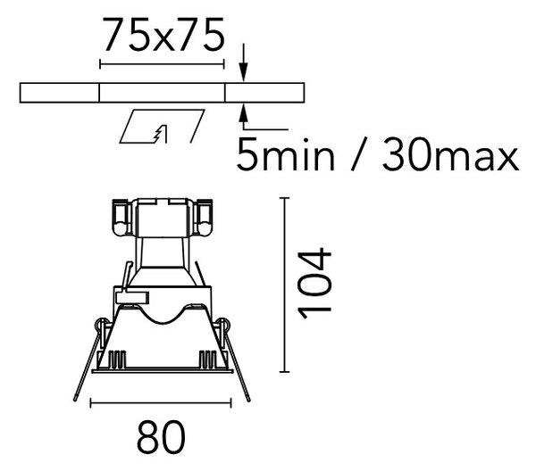 Flos 03.4209.74 Easy Kap 80 Square Fixed, černá bodovka, 1x max50W PAR16, 8x8cm