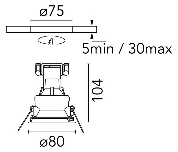 Flos 03.4211.GL Easy Kap 80 Round Fixed, zlatá bodovka, 1x max50W PAR16, prům. 8cm