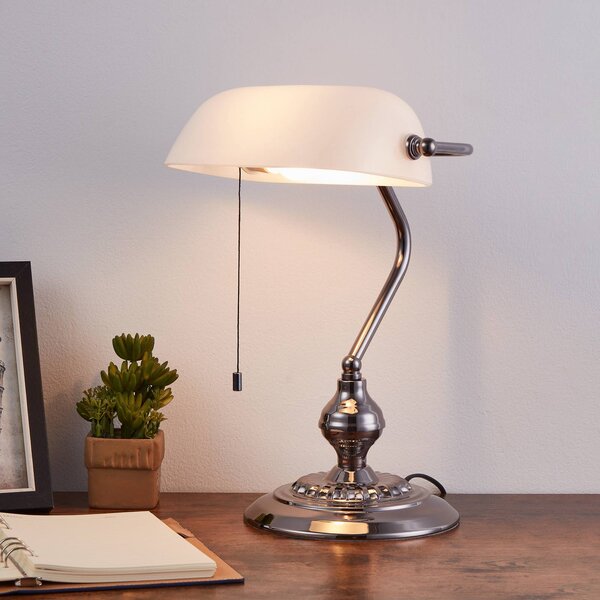 EGLO Stolní lampa BANKER, niklová barva, výška 39 cm, kov/sklo, Hliník / šedá / zinek, Obývací pokoj / jídelna, kov, Starožitný