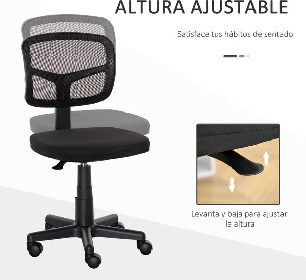 Vinsetto Ergonomická síťová kancelářská židle 360° otočná s nastavovací výškou, prodyšným bederním opěradlem a bezpodmínečnými kolečky 43x48x77,5-89,5
