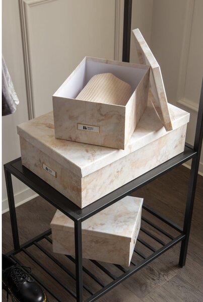 Béžové kartonové úložné boxy v sadě 3 ks s víkem 31x47x15,5 cm Inge Paper Laminate – Bigso