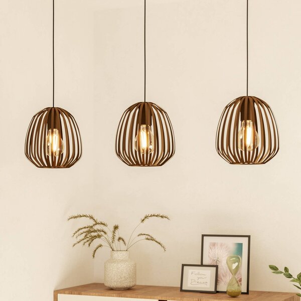 EGLO Závěsné světlo Espinal, bronz broušený, délka 90 cm, 3 žárovky., stmívatelný, Bronz / starožitná mosaz, Obývací pokoj / jídelna, kov, Moderní