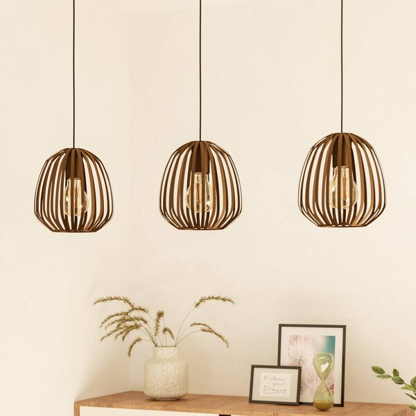 EGLO Závěsné světlo Espinal, bronz broušený, délka 90 cm, 3 žárovky., stmívatelný, Bronz / starožitná mosaz, Obývací pokoj / jídelna, kov, Moderní