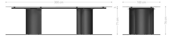 DELIFE Jídelní stůl Edge 300x100 keramika Calacatta Luxe bílá-zlatá-šedá Troa kov bílá