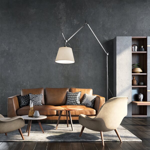 Artemide 1TOL Tolomeo Mega Terra 42, designová stojací lampa s vypínačem pro 1x21W LED E27, pergamenové stínítko, max 334cm