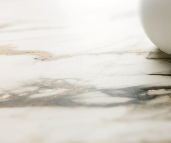 DELIFE Jídelní stůl Edge 300x100 keramika Calacatta Luxe bílá-zlatá-šedá Troa kov bílá