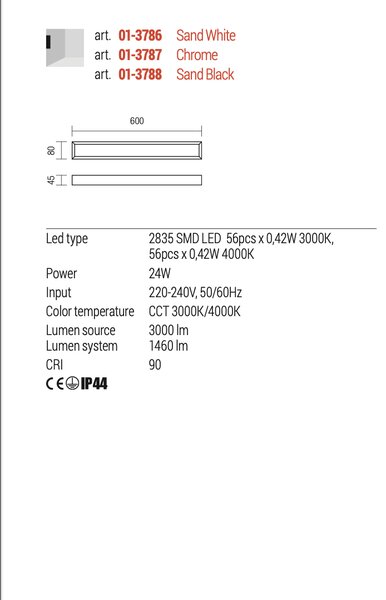 Redo Nástěnná LED lampa Horizon, d: 60cm, IP44 Barva: Černá